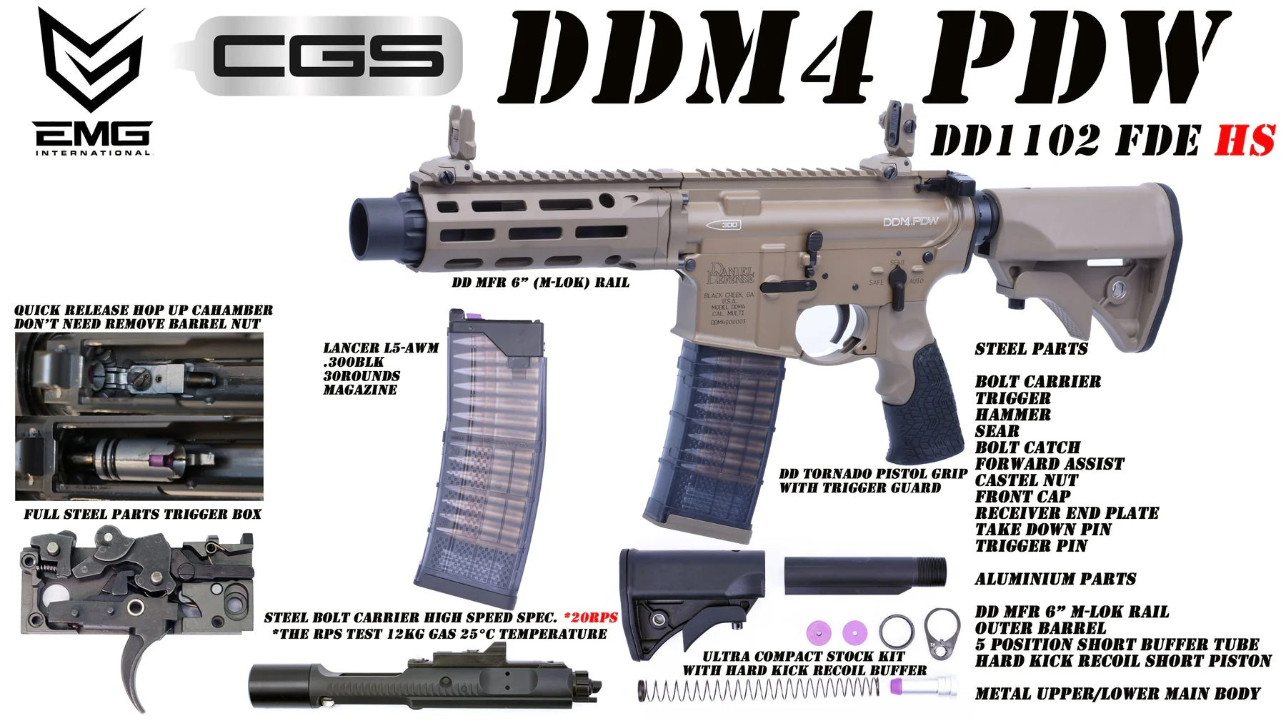 Daniel Defense Licensed M4 PDW Airsoft GBBR
