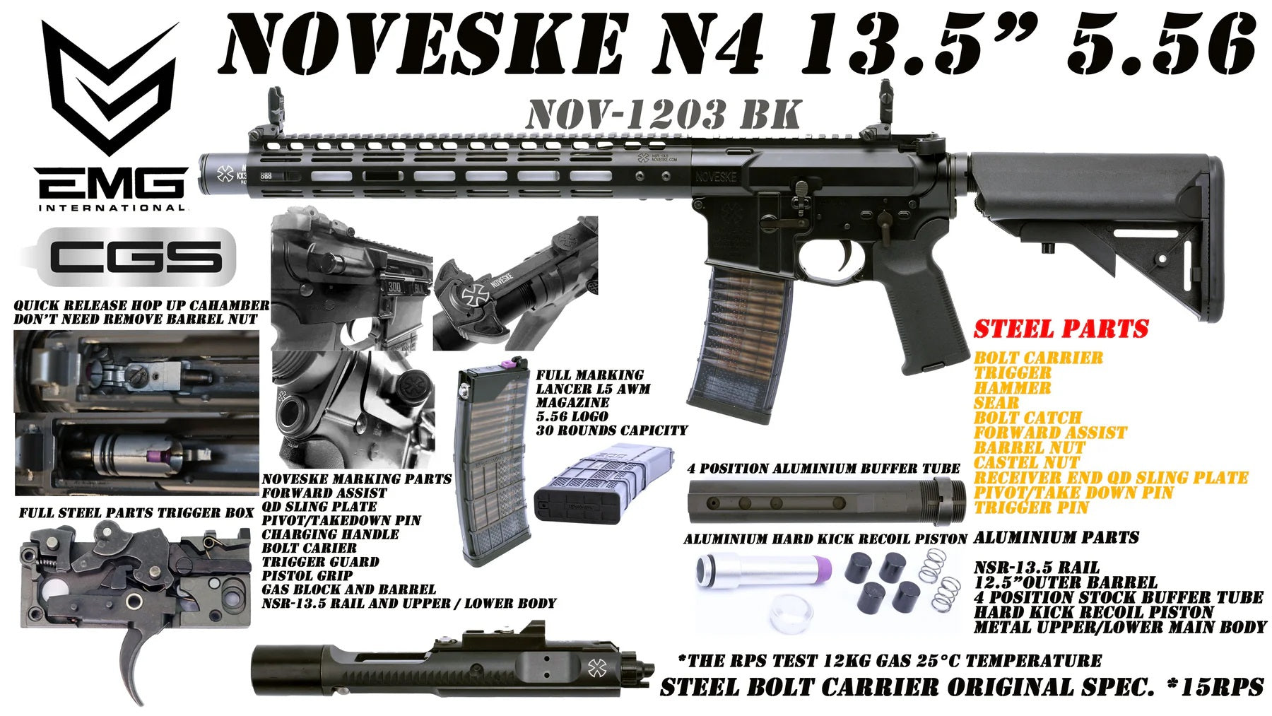 Noveske N4 13.5" Airsoft GBBR - Mag.: 5.56 Logo