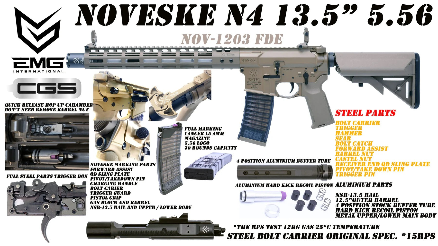 Noveske N4 13.5" Airsoft GBBR - Mag.: 5.56 Logo