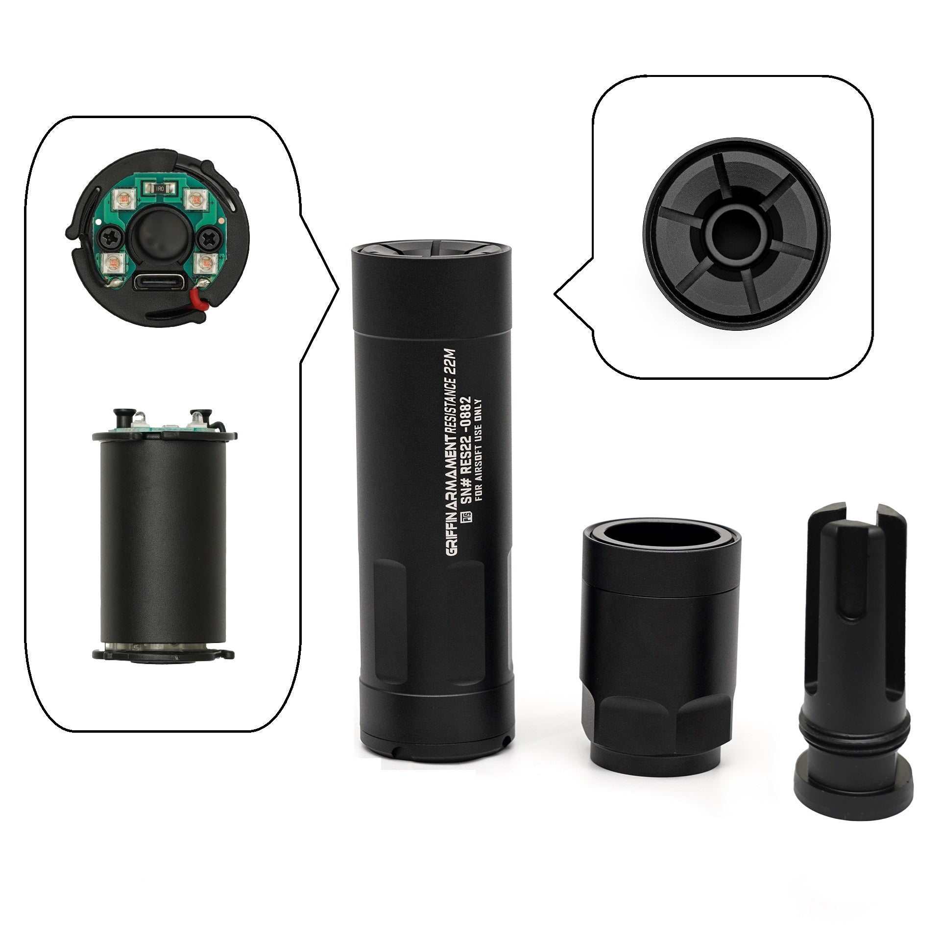 Resistance 22 (R22) 模組化消音器(Modular Suppressor) | 無發光器 / 附發光器